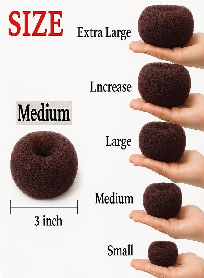 GERILKAI 3 Pcs Brown Hair Bun Maker - Hair Donut Set for Kids Girls Women(Medium) 3 Elastic Bands, Hair Donut Bun Maker Tool for Short and Thin Hair Crown Shapers Accessories (3 Inch) - Image 2